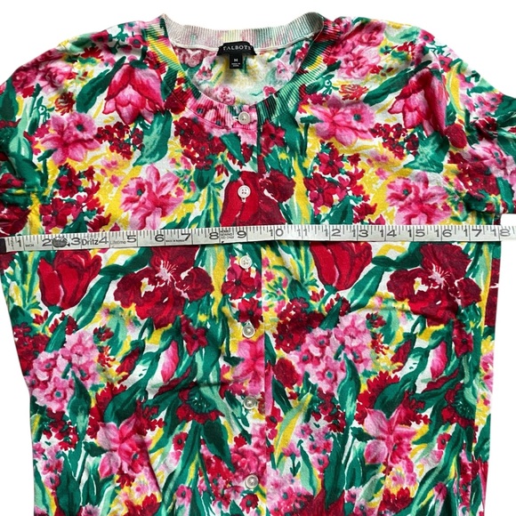 Talbots Floral Cardigan Sweater Women’s Medium - Picture 6 of 6